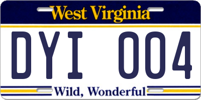 WV license plate DYI004