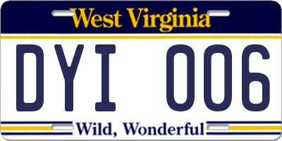 WV license plate DYI006