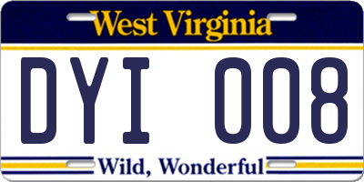 WV license plate DYI008