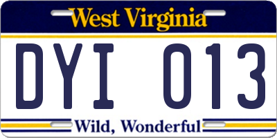 WV license plate DYI013