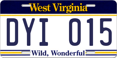 WV license plate DYI015
