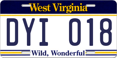 WV license plate DYI018