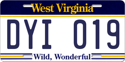 WV license plate DYI019
