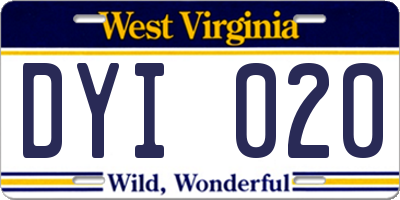 WV license plate DYI020