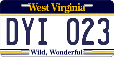 WV license plate DYI023