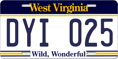 WV license plate DYI025