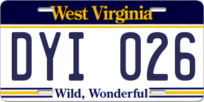 WV license plate DYI026