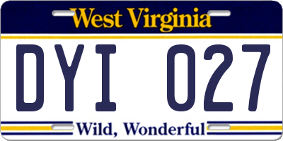 WV license plate DYI027