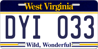 WV license plate DYI033