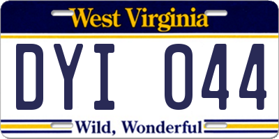 WV license plate DYI044