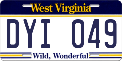 WV license plate DYI049