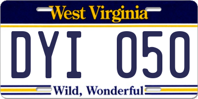WV license plate DYI050