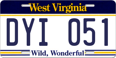 WV license plate DYI051