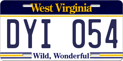 WV license plate DYI054