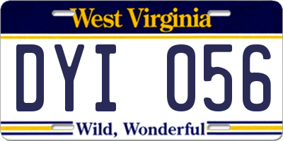 WV license plate DYI056