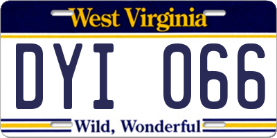 WV license plate DYI066