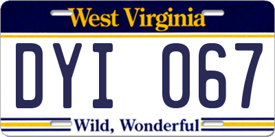 WV license plate DYI067