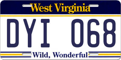 WV license plate DYI068
