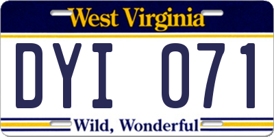WV license plate DYI071