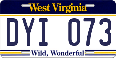 WV license plate DYI073