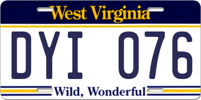 WV license plate DYI076