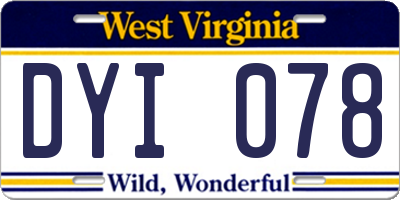 WV license plate DYI078