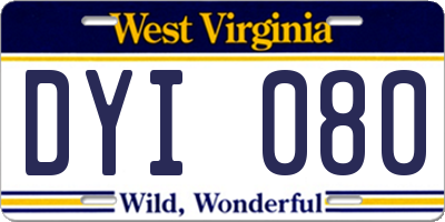 WV license plate DYI080