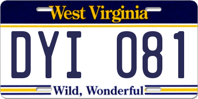 WV license plate DYI081
