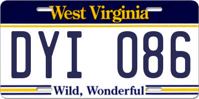 WV license plate DYI086
