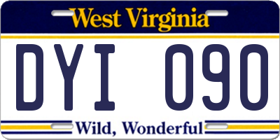 WV license plate DYI090