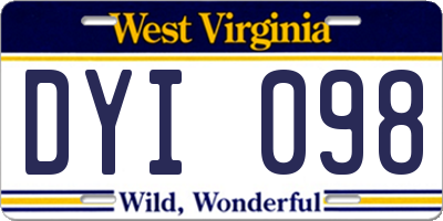 WV license plate DYI098