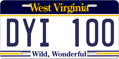 WV license plate DYI100