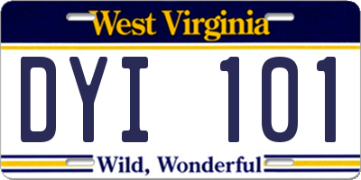 WV license plate DYI101