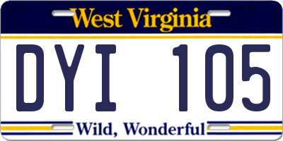 WV license plate DYI105