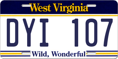 WV license plate DYI107