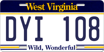 WV license plate DYI108