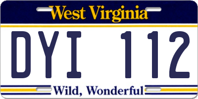 WV license plate DYI112