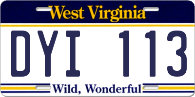 WV license plate DYI113