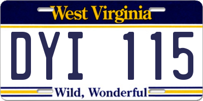 WV license plate DYI115