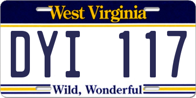 WV license plate DYI117