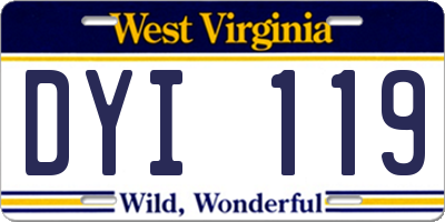 WV license plate DYI119