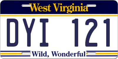 WV license plate DYI121