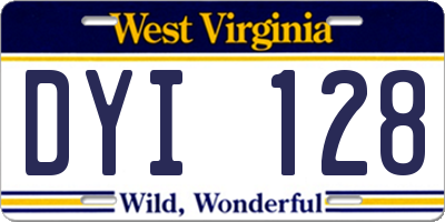 WV license plate DYI128
