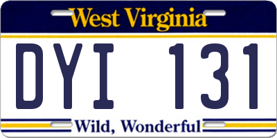 WV license plate DYI131