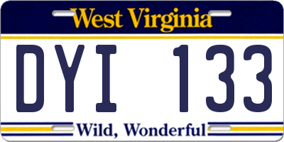 WV license plate DYI133