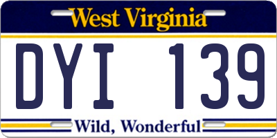 WV license plate DYI139