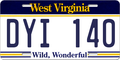 WV license plate DYI140