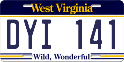 WV license plate DYI141