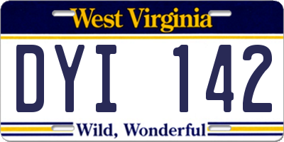 WV license plate DYI142