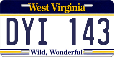 WV license plate DYI143